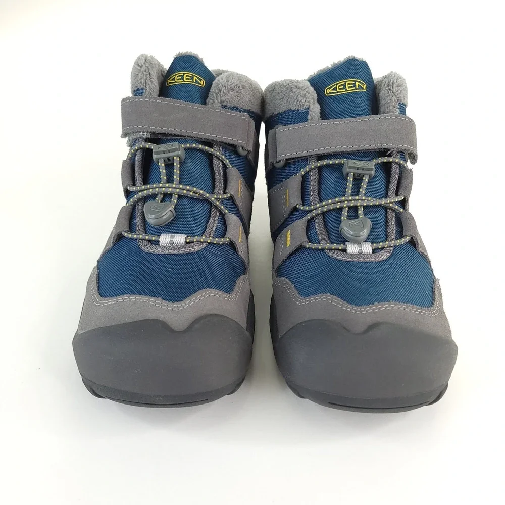 KEEN Targhee Mid Hiking Boots Youth 4‎ Blue Gray Waterproof Outdoor Play Walking